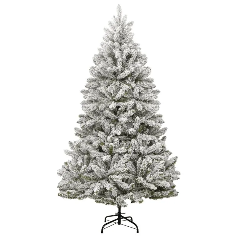 Kunstkerstboom – Kerstboom – Valse Kerstboom – Flocked Boom – Winterse Kerstdecoratie – 180 cm Hoog – Inklapbaar Met Metalen Standaard