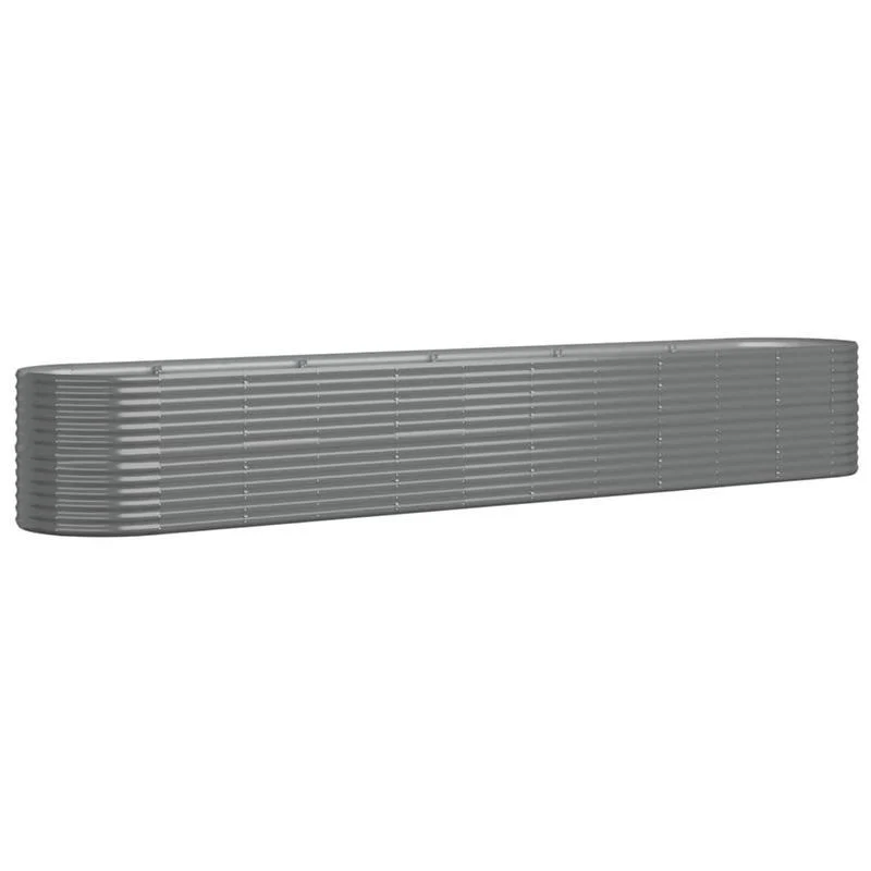 Bloemenrek – Plantenrek – Tuinrek – Plantentafel – Tuinbak – Grijs – Gepoedercoat Staal – Groot Formaat 440x80x68 cm