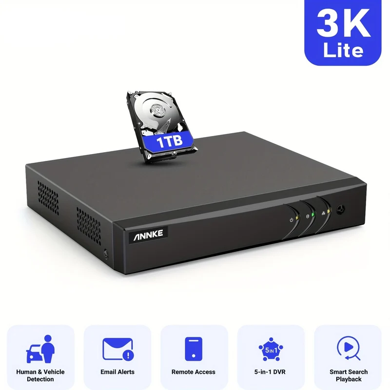Beveiligingscamera Recorder – DVR Recorder – CCTV Recorder – Videorecorder – Camerabewaking – 8-Kanaals 5-in-1 – H.265+ Technologie – 1TB Harde Schijf