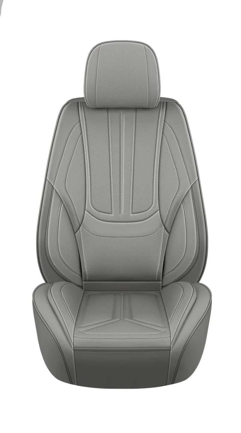 Autostoelhoes – Stoelhoes Auto – Stoelbekleding – Autostoelbeschermer – Universele Stoelhoes Grijs – PU Leer – Comfortabele Sponsvulling – Geschikt Voor Alle Seizoenen
