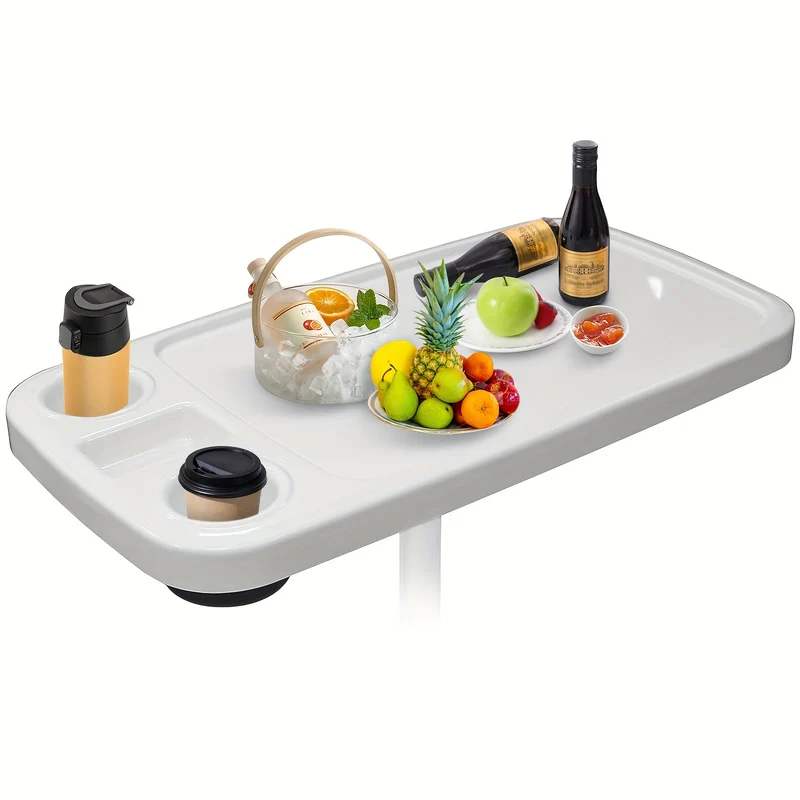 Boottafel – Boottafelblad – Bootmeubel – Pontontafel – Campertafel – Afneembaar – Groot tafelblad 86x45 cm – Waterbestendig ABS met beker- en telefoonhouder