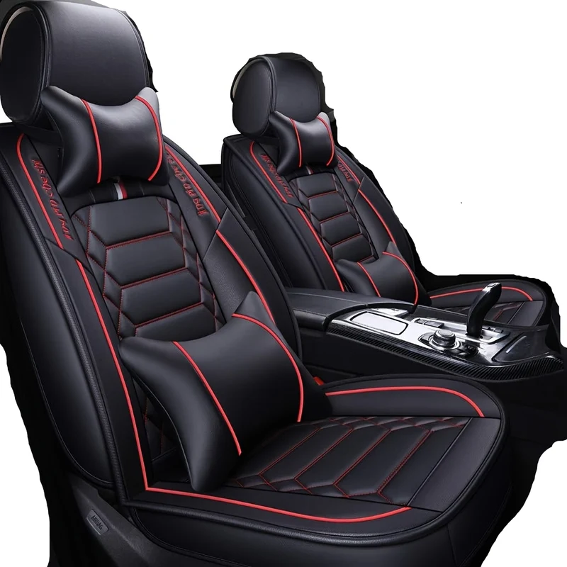 Autostoelhoes – Stoelhoes, Autostoelbekleding, Stoelbeschermer, Autohoes – Universele Pasvorm, Waterafstotend PU-Leder – Compleet Set Voor- en Achterstoelen