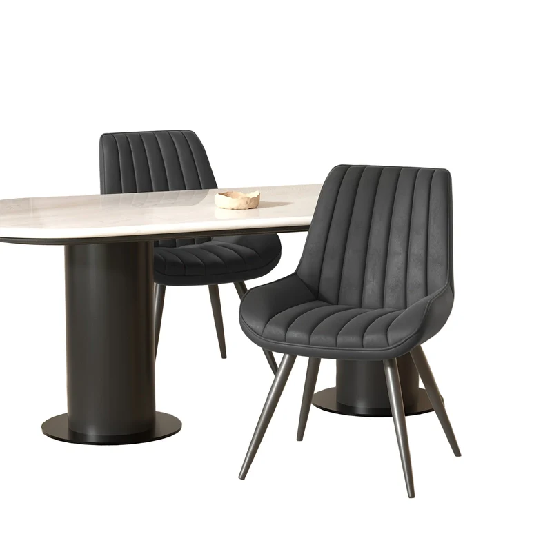 Eetkamerstoel – Dinerstoel – Keukenstoel – Stoel – Kuipstoel – Zwart Kunstleer – Metalen Frame – Traagschuim Zitting – Hoogte 109 cm