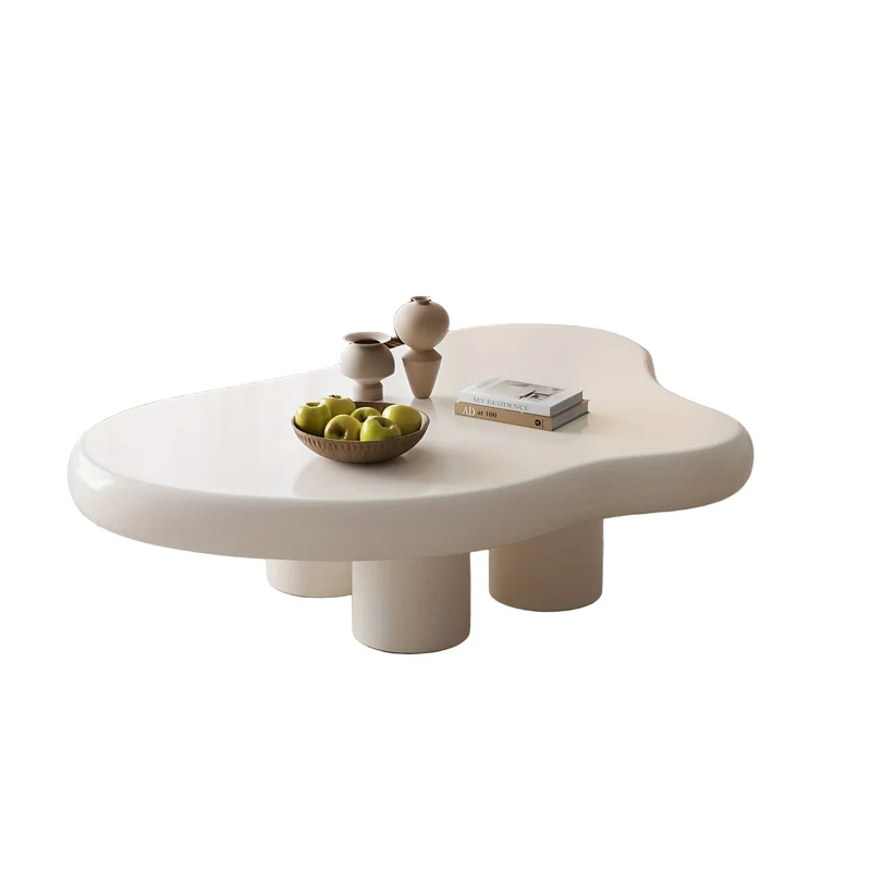 Salontafel – Koffietafel – Bijzettafel – Woonkamertafel – Tafel – Modern – Wolkvorm – Crèmekleurig – Compact – Eenvoudig te Monteren