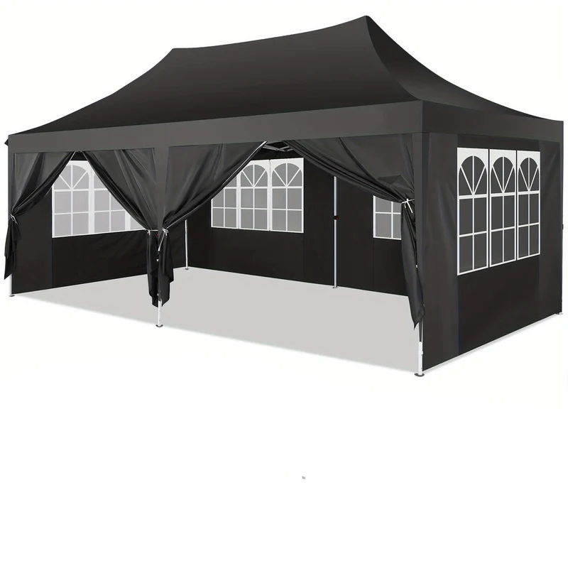 Pop-up Partytent – Party Tent – Evenemententent – Marktstand Tent – Tuin Tent – Donkerbruin – 3,05x6,1 Meter – Waterdicht & UV-Bestendig – Met 6 Zijwanden & Verstelbare Hoogte