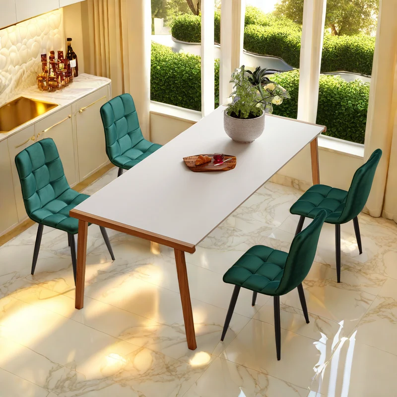 Eetkamerstoelen – Stoelen – Kuipstoelen – Keukenstoelen – Dining Chairs – Set Van 4 – Velvet Bekleding – Metalen Poten – Zithoogte 44 cm – Comfortabele Rugleuning