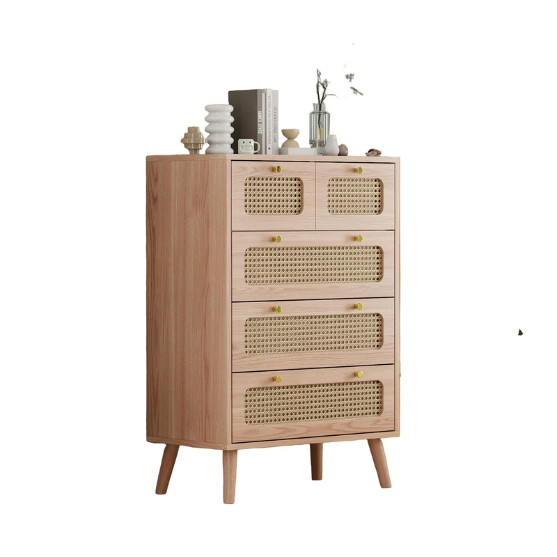 Ladekast – Ladenkast – Kommode – Opbergkast – Dressoir – 5 Lades – MDF Hout – Compact 60x34x91 cm – Natuurlijke Houtkleur