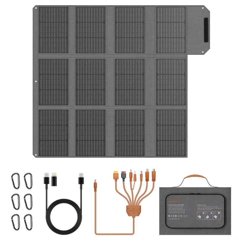 120W Zonnepaneel – Draagbaar Zonnepaneel – Inklapbaar Zonnepaneel – Solar Panel – Mobiel Zonnepaneel – Monokristallijn – Tot 23% Efficiëntie – Onderhoudsvrij & Lichtgewicht