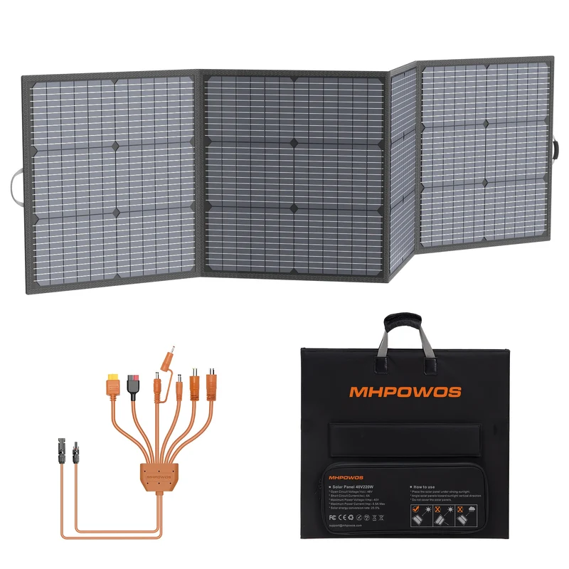 Draagbaar Zonnepaneel – Opvouwbaar Zonnepaneel – Mobiel Zonnepaneel – Zonne-energiepaneel – Zonnecelpaneel – 220W Vermogen – Hoog Rendement 23,5%