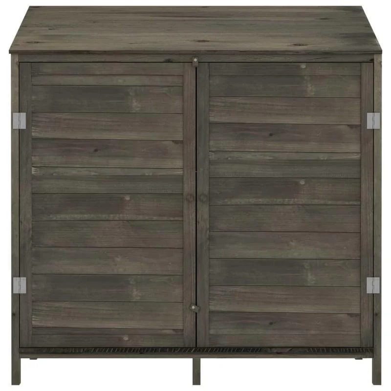 Tuinhuisje – Buitenberging – Tuinschuur – Tuinkast – Opbergkast – Massief Vurenhout – Stalen Frame – Koperen Dak – 102x52x112 cm – Ventilatieroosters – Antraciet & Donkerbruin