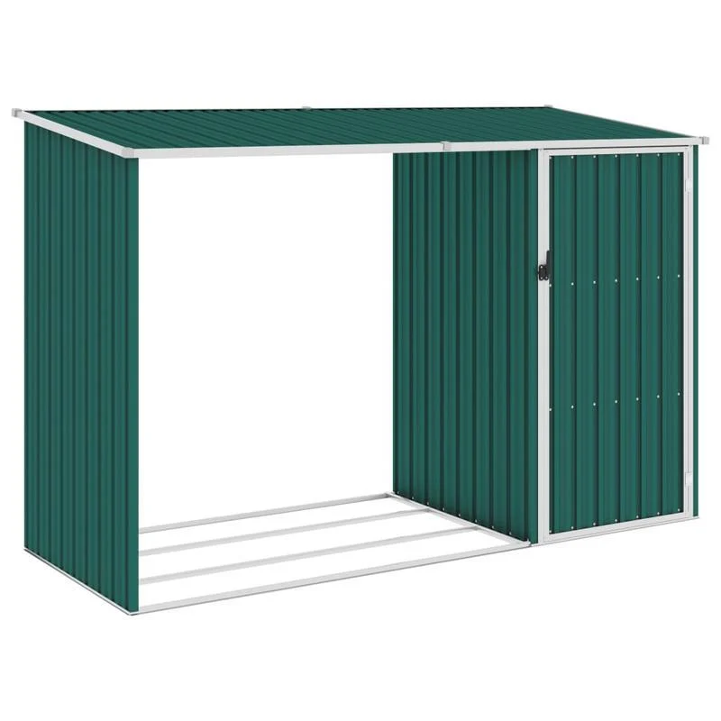 Houtopslag – Haardhoutopslag – Brandhoutrek – Houtberging – Tuinschuur – Gegalvaniseerd Staal – Weerbestendig Golfpaneel – 245x98x159 cm – Robuuste Constructie – Afsluitbare Scharnierende Deuren