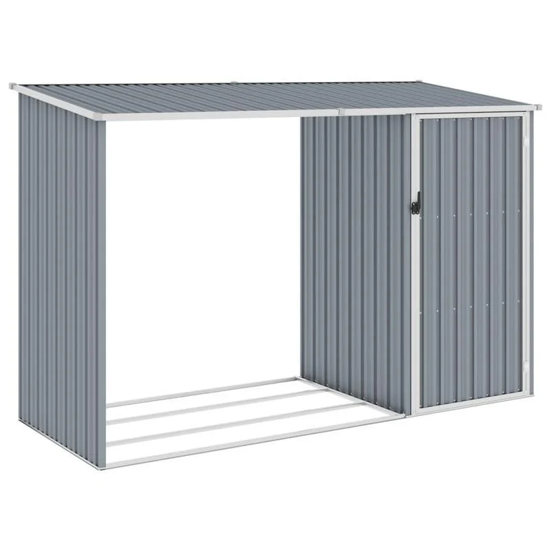 Buitenberging – Tuinberging – Opbergkast – Tuinkast – Grijze Houten Berging – 245x98x159 cm – Verzonken Staal – Weerbestendig Design