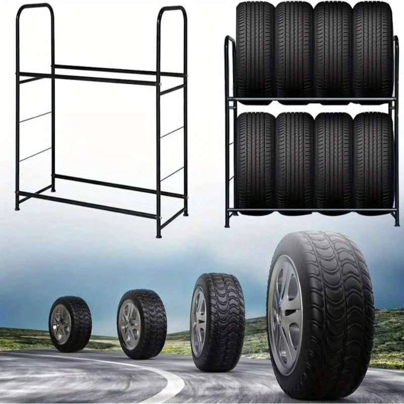 Bandenrek – Bandenhouder – Bandenopberger – Velgenrek – Werkplaatsrek – Verstelbaar Hoogte – Staal – 8 Banden – Draagvermogen 180 kg