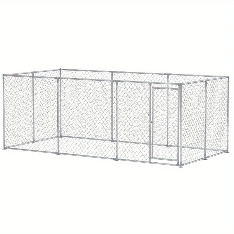 Buitenren Grote Hond – Hondenren – Hondenhok – Buitenkennel – Hondenbench – 400x200x150 cm – Verzinkt Staal – Afsluitbare Deur