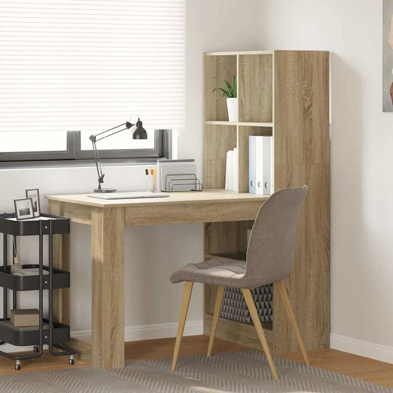 Bureau – Schrijftafel – Werktafel – Studiebureau – Thuiswerkplek – Sonoma Eiken – Krasbestendig – Vrijstaand Ontwerp