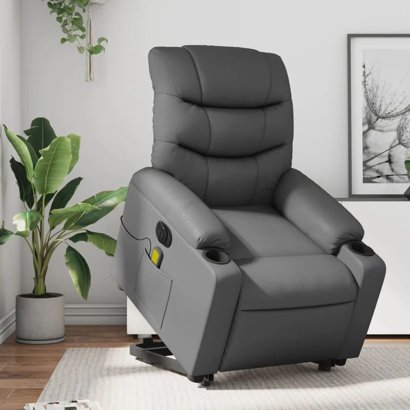 Sta-op stoel – Elektrische Relaxstoel – Verstelbare Fauteuil – Massagezetel – Comfortabele Stoel – Kunstleer Bekleding – Vibratiefunctie & 135° Verstelbare Rugleuning