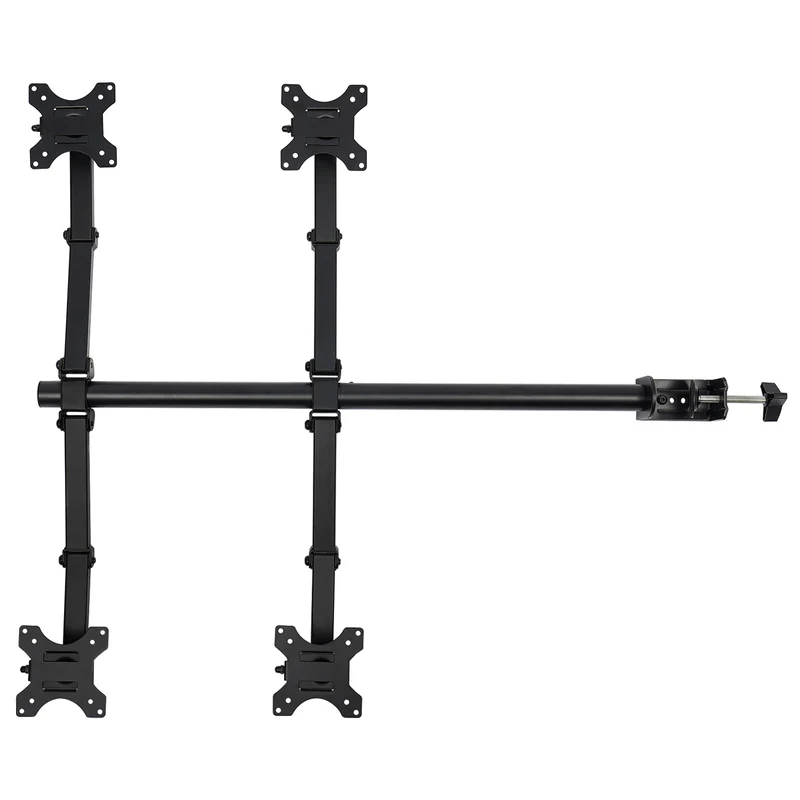 Monitorarm – Monitorbeugel – Monitorstandaard – Monitorhouder – Multi-screen Mount – Voor 4 Schermen 10-27 Inch – Verstelbaar 0-40 cm Hoogte – Robuust Koudgewalst Staal Zwart