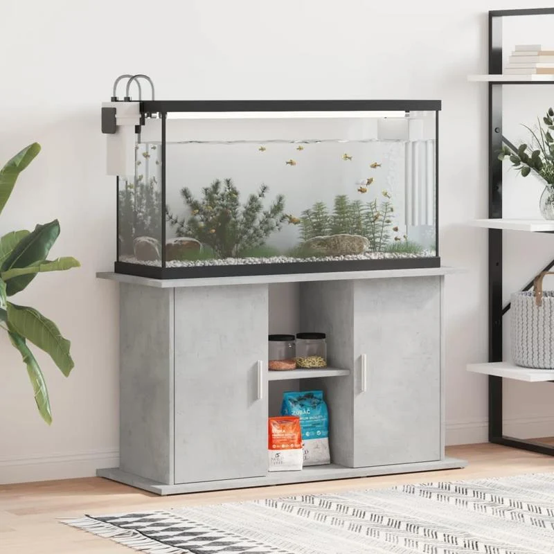 Aquariummeubel – Aquariumstandaard – Aquariumkast – Visbakstand – Houten Standaard – Grijs – Stevige Constructie – Duurzaam Materiaal