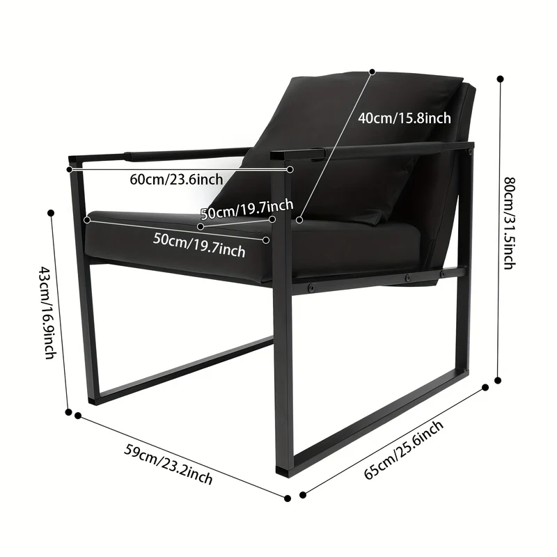TOOL1SHOOO Modern 58.93x65.02x80.01 cm Armchair - Sponge-Filled Ergonomic Design, Sturdy Iron Frame, Easy Assembly Indoor/Outdoor Lounge Chair for Living Room, Office, Bedroom, Guest Room & Dining Room, Indoor Outdoor Chair,