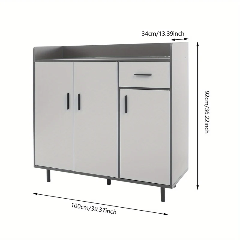 Keukenkast – Keukenopberger – Opbergkast – Buffetkast – Keukenmeubel – Verstelbare Planken – 60 kg Draagkracht – Vrijstaand Modern Design – Wit, Grijs, Zwart