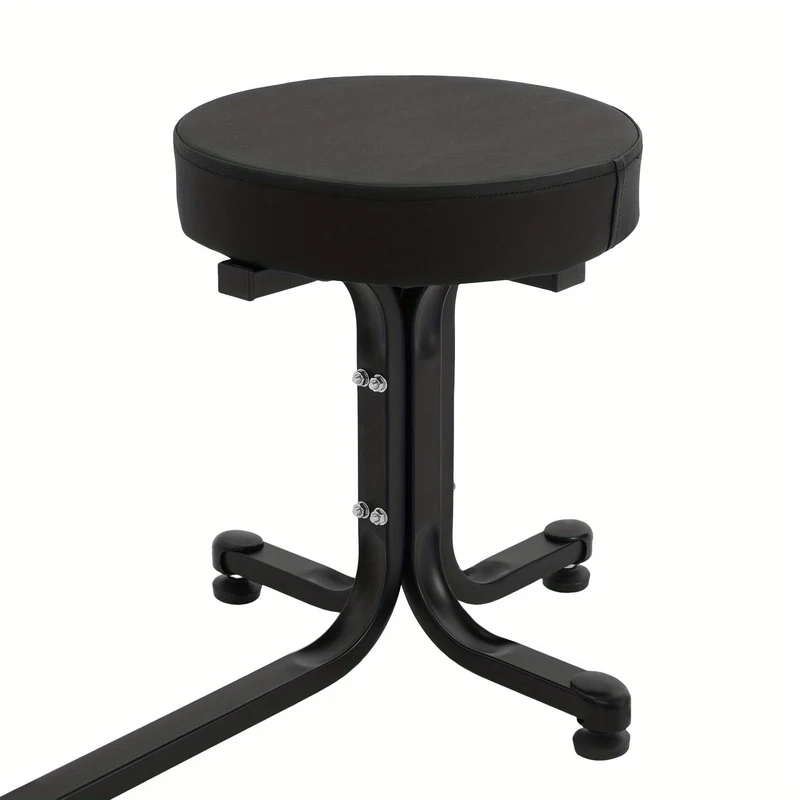 Pedicurekruk – Zadelkruk – Voetensteun – Nagelkruk – Werkkruk – Verstelbare Hoogte – Stevig Metalen Frame – Comfortabel PU-Leren Zitvlak – Max. Belastbaarheid 99,7 kg – Zwart