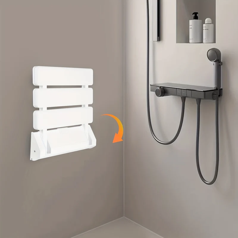Opklapbare Douchezit – Douchekruk – Douchestoel – Badstoel – Wandzitje – Ruimtebesparend Design – Max Draagvermogen 130 kg – Wit