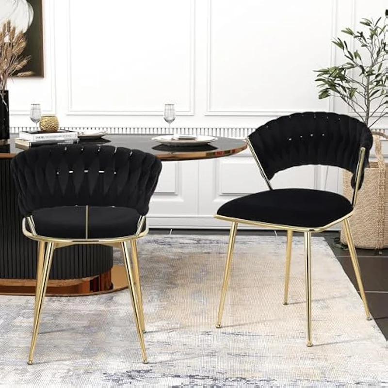 Eetkamerstoel – Eettafelstoel – Keukenstoel – Kuipstoel – Stoel – Fluwelen Bekleding – Gouden Metalen Poten – Ergonomisch Design