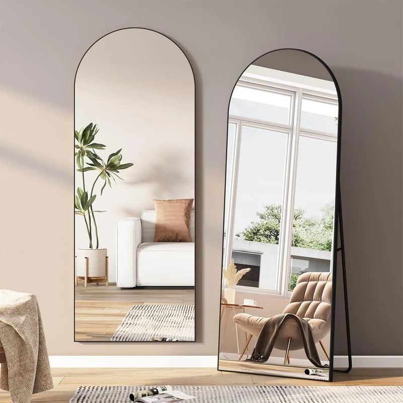 Volledige Lengte Spiegel – Vloerspiegel – Rechthoekige Spiegel – Grote Spiegel – Wandspiegel – Gouden Aluminium Lijst – 180 x 80 cm – Vrijstaand Zonder Montage