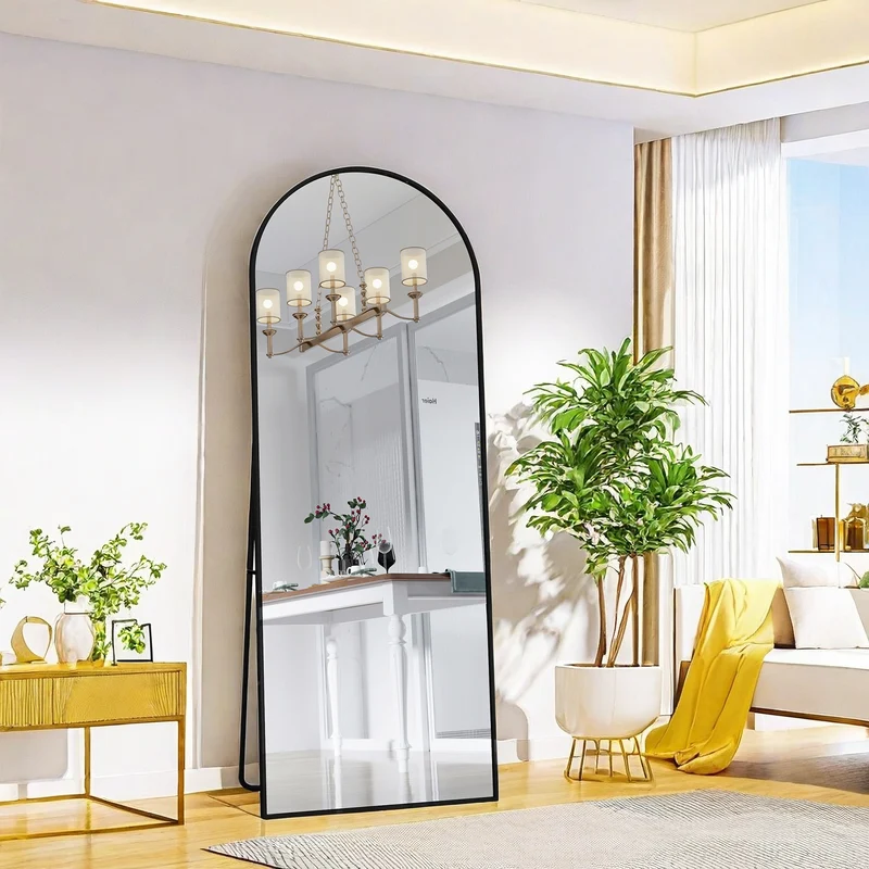 Vloerspiegel – Staande Spiegel – Grote Spiegel – Wandspiegel – Volledige Lengte Spiegel – Zwart Aluminium Frame – 162x53 cm – Helder Vervormingsvrij Glas