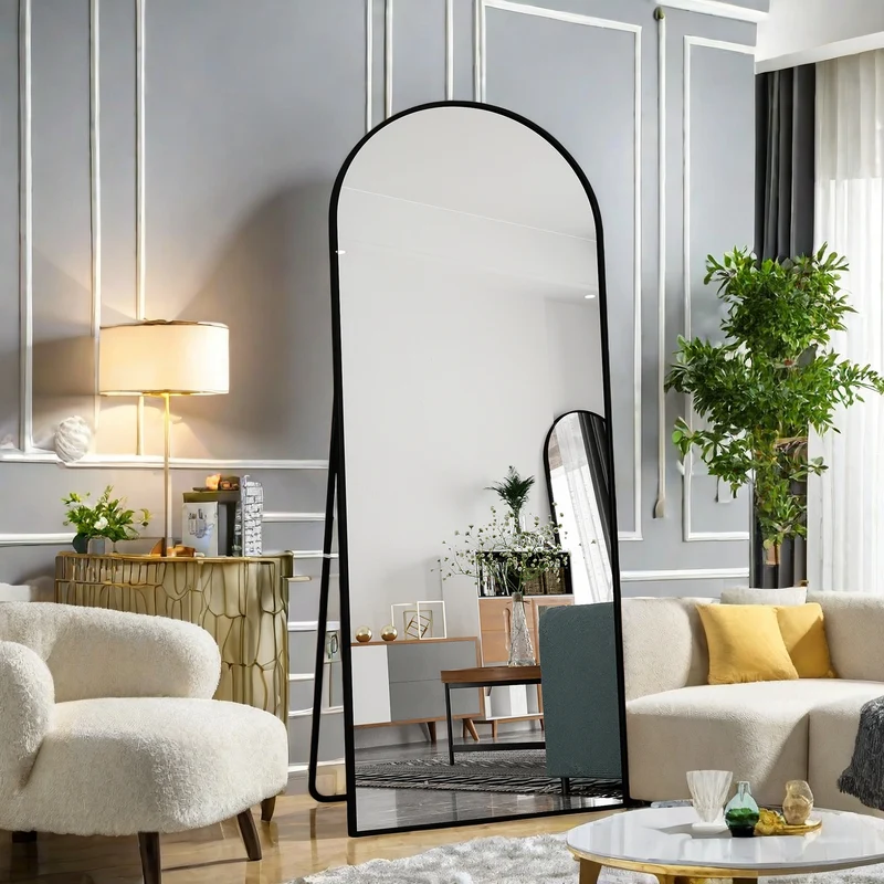 Boogspiegel – Staande Spiegel – Wandspiegel – Volledige Lengte Spiegel – Grote Slaapkamer Spiegel – 180 x 80 cm – Aluminium Frame