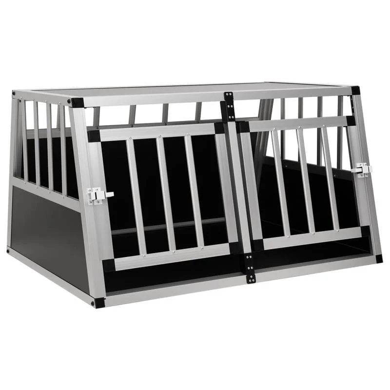 Hondenkennel – Hondenkooi – Hondenhok – Buitenkennel – Hondenbench – Dubbeldeurs – Duurzaam Aluminium & Hout – 89x69x50 cm