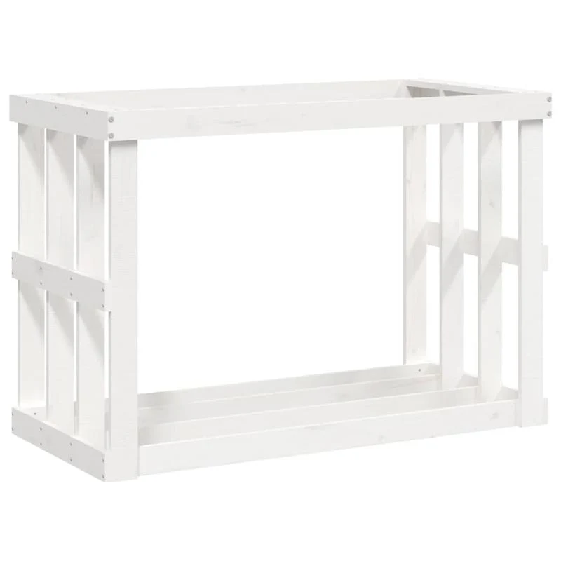 Houtopslagrek – Houtrek – Vuurhoutrek – Brandhoutrek – Houthouder – Wit – Massief Dennenhout – 108x52x74 cm – Geschikt Binnen en Buiten