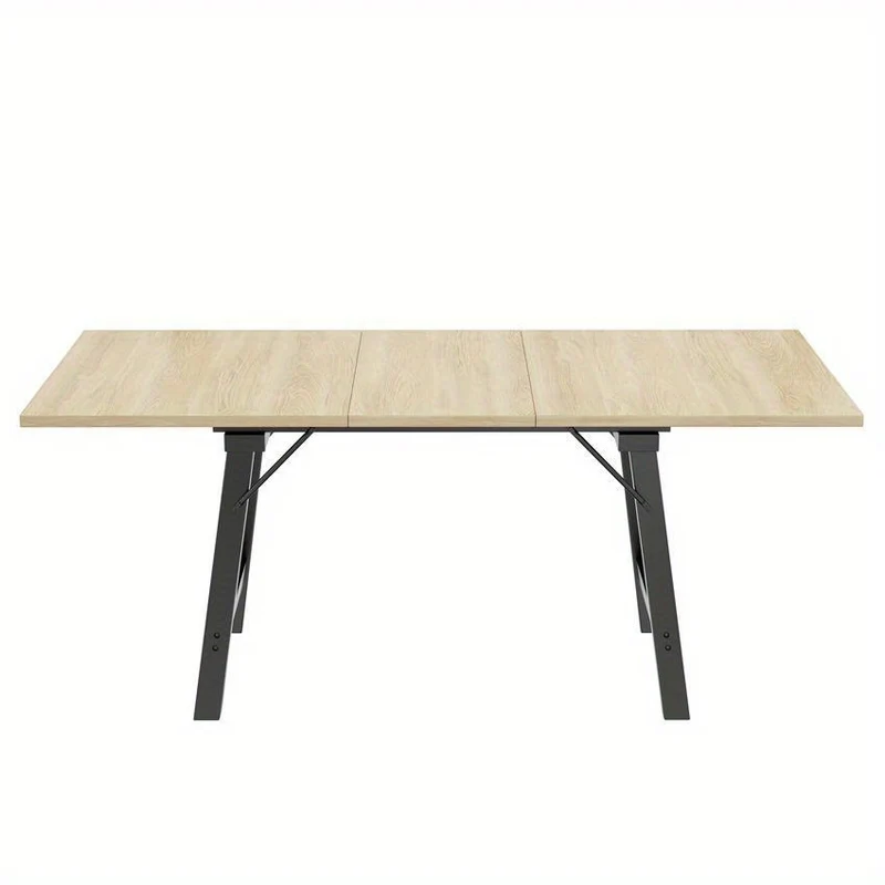 Uitklapbare Eettafel – Uitschuifbare Tafel – Klaptafel – Inklapbare Eettafel – Uitbreidbare Eettafel – Houtkleur – Telescopisch Uitschuifbaar 140-180 cm – Stevig Metalen Onderstel
