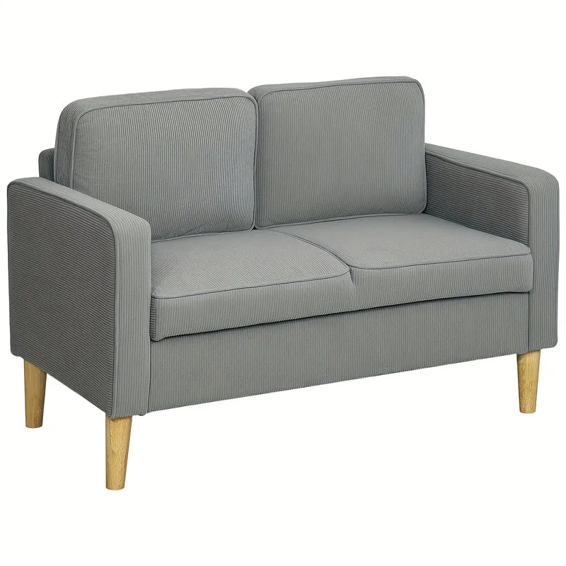 Bank – Sofa – 2-zitsbank – Slaapbank – Hoekbank – Compact 114x61x79 cm – Bamboe Bekleding Met Opbergruimte – Lichtgrijs