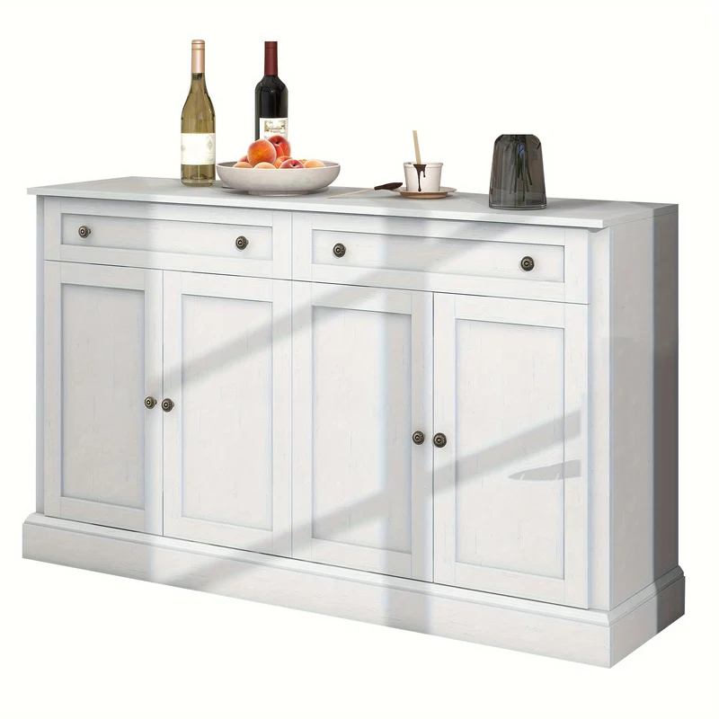 Ladekast – Opbergkast – Dressoir – Buffetkast – Woonkamerkast – Wit – 150 x 40 x 86 cm – Duurzaam Bamboe – Veel Opbergruimte
