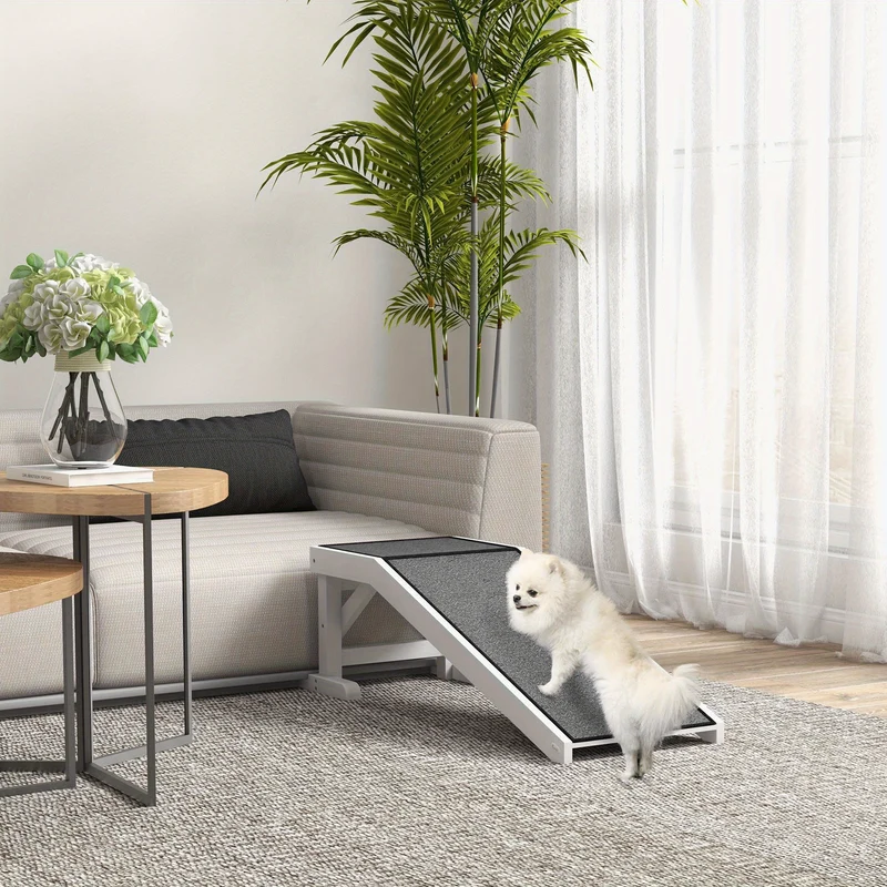 Hondenloopplank – Hondentrap – Loopplank Hond – Huisdierentrap – Opstapje Hond – Vouwbaar & Draagbaar – Massief Dennenhout Met Antislip Polyester