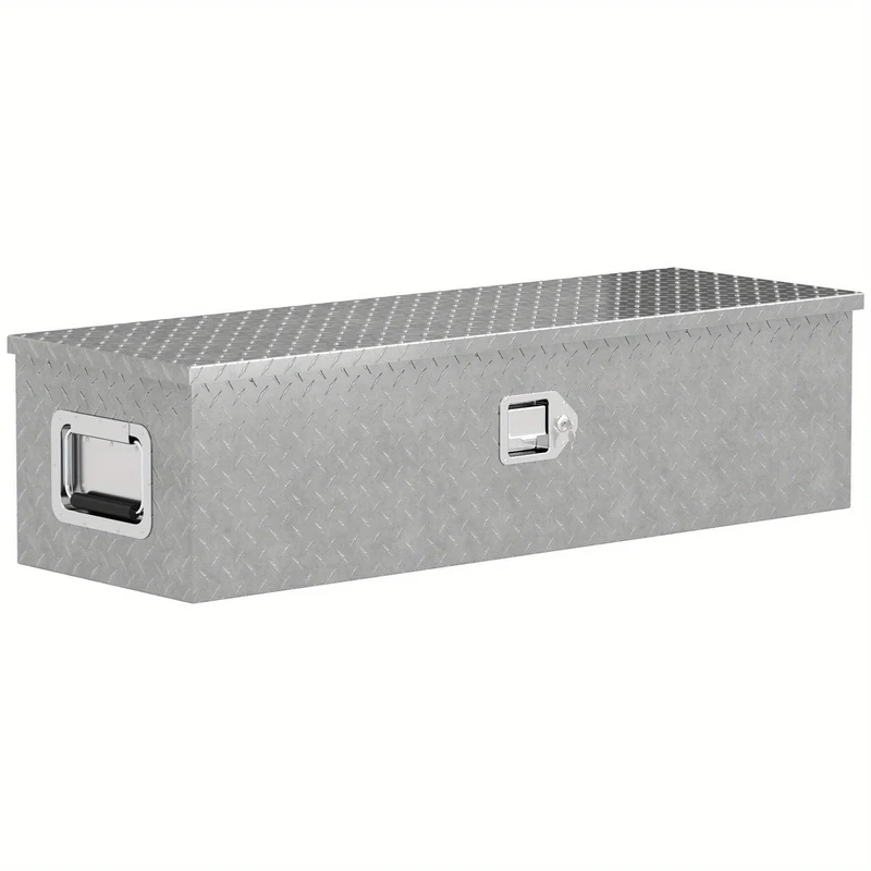 Aluminium Opbergkist – Gereedschapskist – Transportkoffer – Aanhangerkist – Toolbox – Lichtgewicht en Duurzaam – Met Slot en Handgrepen 99x33x25,5 cm