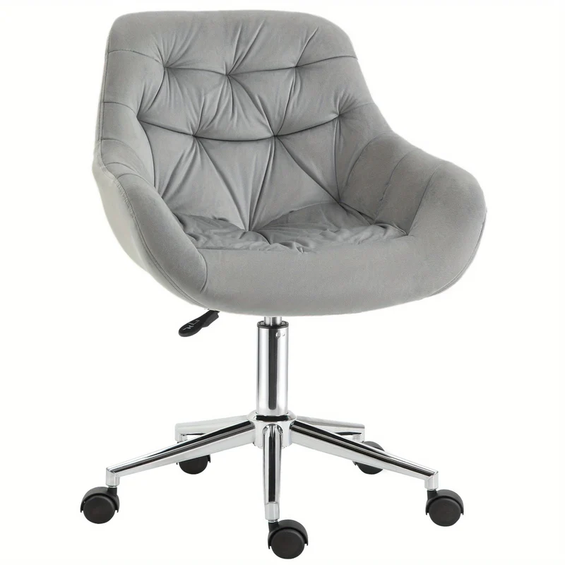 Bureaustoel – Kantoorstoel – Stoel – Werkstoel – Bureaustoelen – Ergonomisch – Hoogte Verstelbaar – Grijs – Comfortabele Polyester Bekleding – Max. 120 kg Draagvermogen