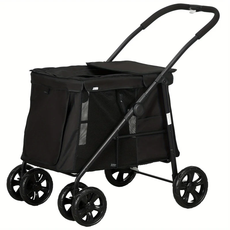 Hondenfietsaanhanger – Hondenfietskar – Hondenbuggy – Dierenkar – Fietskar – 3-in-1 Design – Stevig IJzeren Frame – Geschikt tot 10 kg – Grijze Oxford Stof – Reflectoren & Veiligheidsvlag
