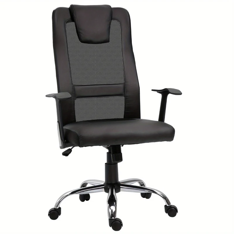 Bureaustoel – Kantoorsstoel – Office Chair – Gamestoel – Werkstoel – Ergonomisch S-vormig – Verstelbare Zithoogte – Schommelfunctie – 120 kg – Zwart