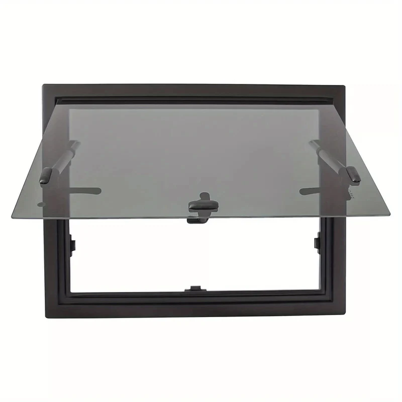 Camperraam – Camperraam Schuifraam – Caravanraam – Trailerraam – Ombouwraam – Uitklapbaar – 65° Opening – Aluminium Frame – Gehard Glas – Insectenhor – 60x45 cm – Zwart