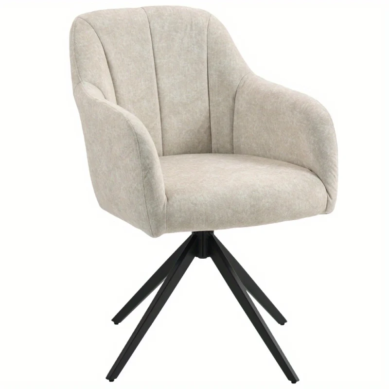 Draaibare Loungestoel – Fauteuil – Relaxstoel – Zithoekstoel – Loungefauteuil – Lichtbruine Pluche Bekleding – 360° Draaibaar Met Metalen Poot