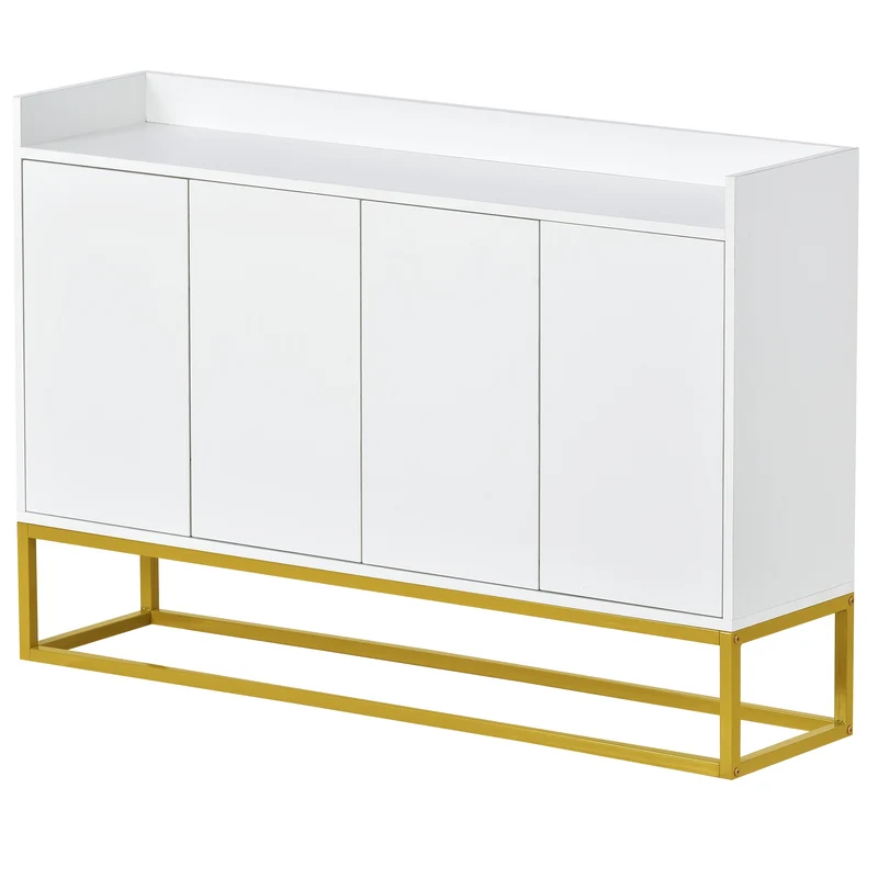 Dressoir – Sideboard – Kast – Opbergmeubel – Buffetkast – Wit – Handvatloos Design – Stevig Houten Materiaal