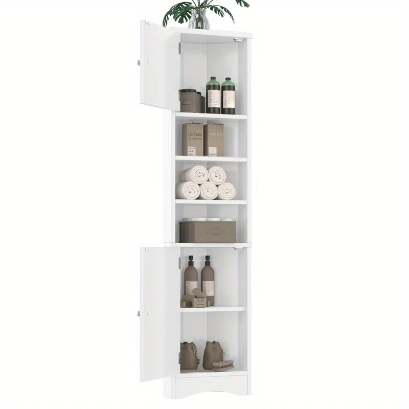 Badkamerkast – Badkamermeubel – Medicijnkast – Kolomkast – Opbergkast – Driehoekig Ontwerp – 36,5x24,5x170cm – Vochtbestendige Verf – Verstelbare Planken – Wit