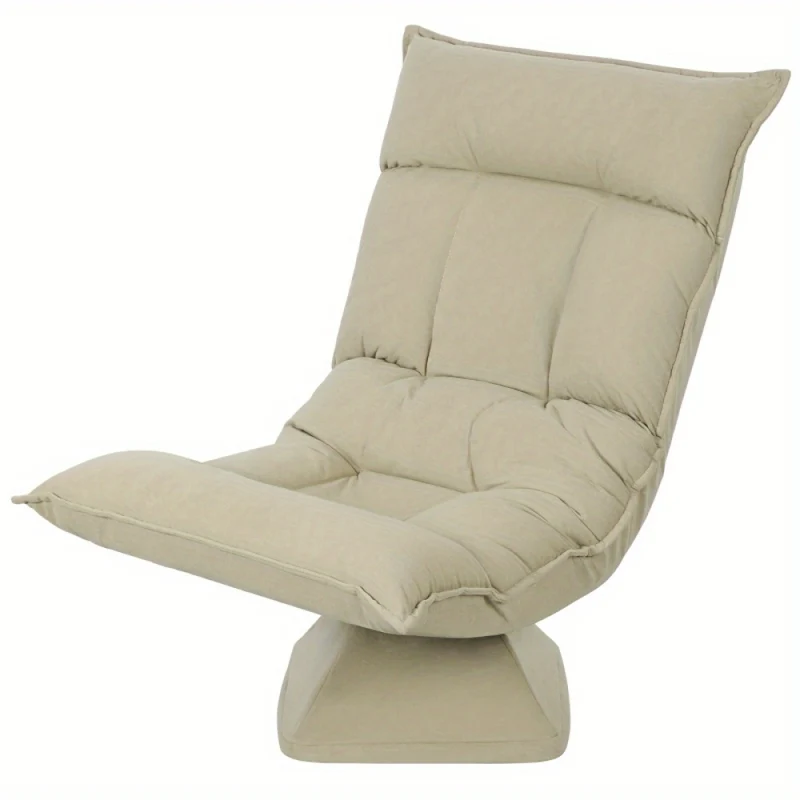 Draaistoel – Vloerstoel – Bureaustoel – Lounge Stoel – Relaxstoel – 360° Draaibaar – 5-Stand Verstelbare Rugleuning – Lichtbruin Polyester