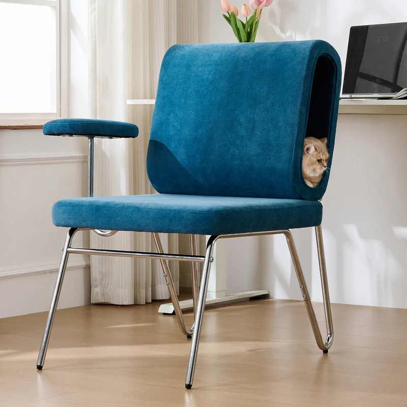 Bureaustoel – Office Chair – Gamestoel – Computerstoel – Bureaustoel – Ergonomisch Design – Ingebouwd Kattenbed – Stabiel Metalen Frame – Krasbestendig – Ruim Zitvlak – Verstelbare Armleuningen – Compact & Onderhoudsvriendelijk – Blauw