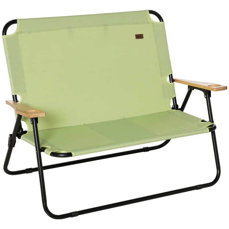 2-Persoons Schommelstoel – Inklapbare Campingstoel – Tuinstoel – Picknickstoel – Outdoorstoel – Duurzaam Roestvrij Staal – Comfortabele Gewatteerde Rugleuning