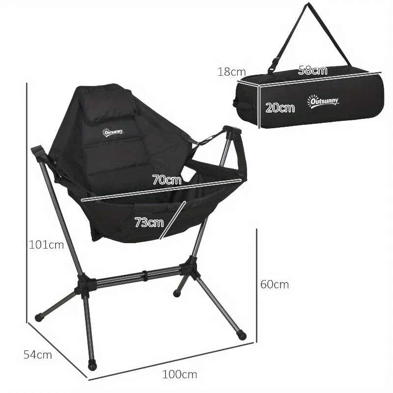 Draagbare Hangstoel – Hangmat Stoel – Campingstoel – Tuinstoel – Strandstoel – Inklapbaar Ontwerp – Stevig Roestvrijstalen Frame – Oxford Stof – Max 120 kg Draagvermogen