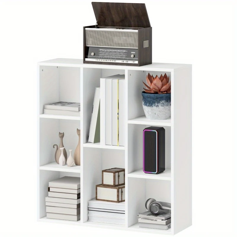 Boekenkast – Boekenrek – Opbergkast – Vakkenkast – Witte 8-laags Open Kast – Compact 74x24x80 cm – Draagkracht 64 kg