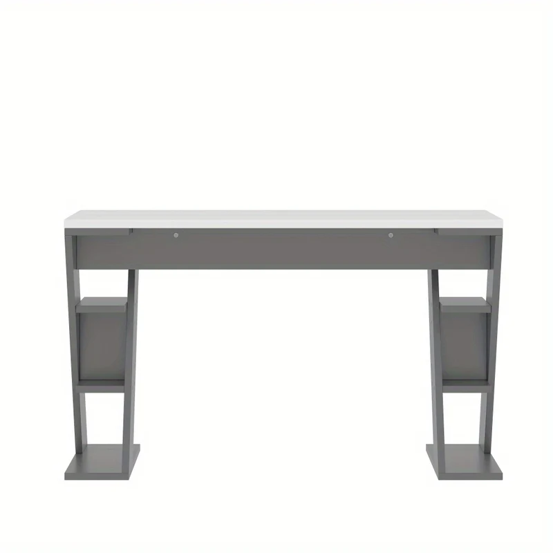 Bureau – Bureautafel – Werkplek – Computertafel – Computerbureau – Modern X-frame – Ruim Werkblad – Open Opberglades – Stevig & Onderhoudsvriendelijk – Grijs/Wit